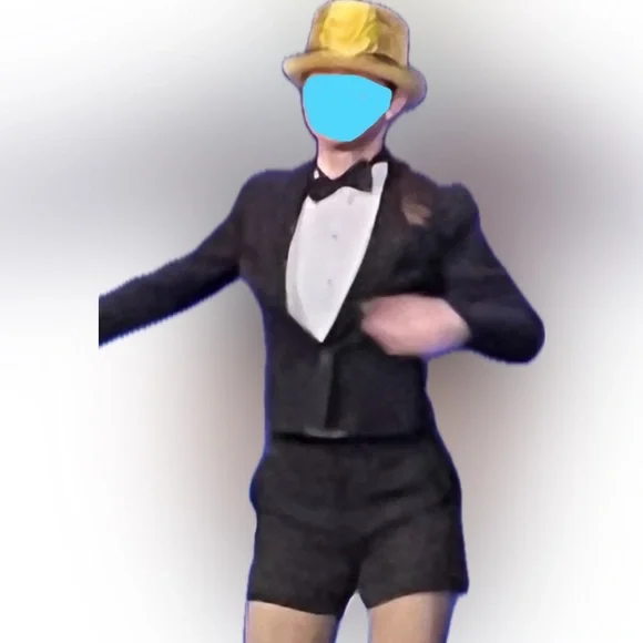 Fitted Tuxedo Dance Costume!-  Venus Blazer/shorts/tuxedo top, bowtie & gold hat - Picture 3 of 16